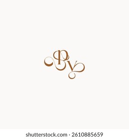 luxury minimalist logo design VP caligraphic style monogram letter wedding initial concept