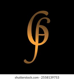 A luxury minimalist monogram logo featuring the letters "6f" in a sleek gold design on a deep black background. Ideal for branding projects requiring elegance and sophistication.