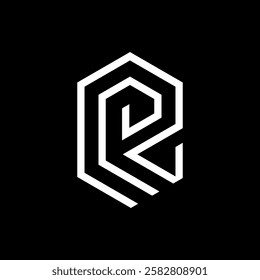 A luxury minimalist monogram logo featuring the letters "RR" in a sleek white design on a deep black background. Ideal for branding projects requiring elegance and sophistication.