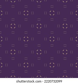 Lujo minimalista sin inconvenientes. Sencilla textura floral geométrica vectorial. Resumen de oro y fondo púrpura mínimo con pequeñas formas florales. Elegante adorno. Nuevo diseño para la decoración, papel pintado