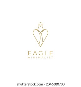 luxury minimalist simple elegant gold eagle logo design in line art style