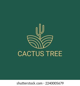luxury minimalistic cactus tree logo vector icon illustration