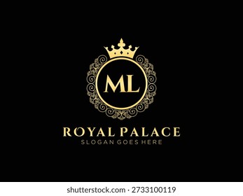 Luxus ml monogram königlichen Palast Emblem Vintage-Design elegante ornate Rand luxuriöse Business-Insignien für Branding