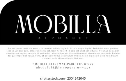 Luxury Mobilla alphabet letters font for logo