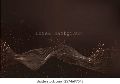 luxury mocha mousse wave on brown background. Linear geometric Art deco bricks. 20s retro style. Luxury seamless pattern. Packaging or menu design.Vector. Abstract Segwit. sound wave.