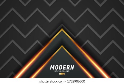 luxuriöse, moderne, abstrakte, dunkelgraue Vektorhintergrund mit goldener Linie.Überschneidungen mit Papiereffekt.Realistischer Lichteffekt auf strukturiertem, gewelltem Hintergrund.Vektorgrafik.