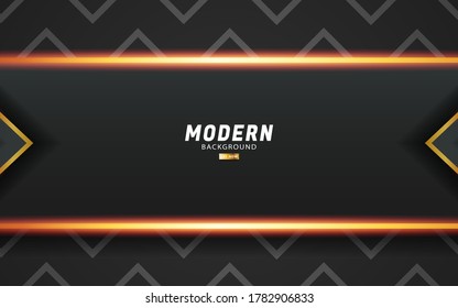 fondo vectorial de color gris oscuro y abstracto de lujo con línea dorada.Superposición de capas con efecto de papel.Efecto de luz realista sobre fondo de línea ondulada texturada.ilustración vectorial