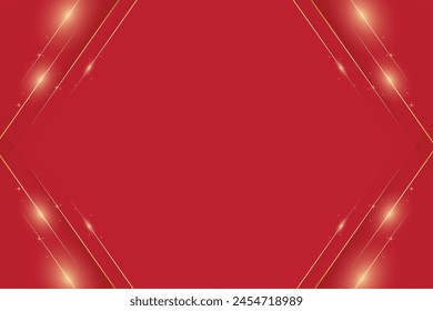 luxury modern abstract red background Sparkling gold lines with free space for placing promotional messages. Vector illustration for design