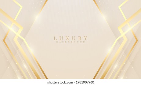 Luxury modern abstract scene. golden curve lines sparkle with free space for paste promotional text. cream color shade background about sweet feeling. vector illustration for design.