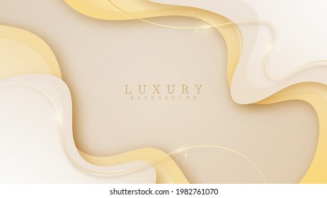 Luxury modern abstract scene. golden curve lines sparkle with free space for paste promotional text. cream color shade background about sweet and elegant feeling. vector illustration for design.