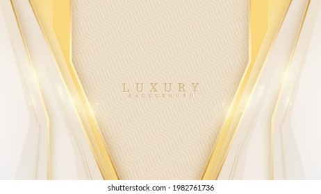 Luxury modern abstract scene. golden lines sparkle with free space for paste promotional text. cream color shade background about sweet and elegant feeling. vector illustration for design.