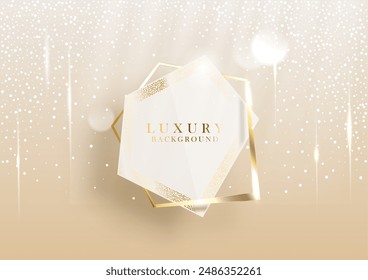 Luxury modern abstract scene. golden lines sparkle with free space for paste promotional text. cream color shade background about sweet and elegant feeling. vector illustration for design.