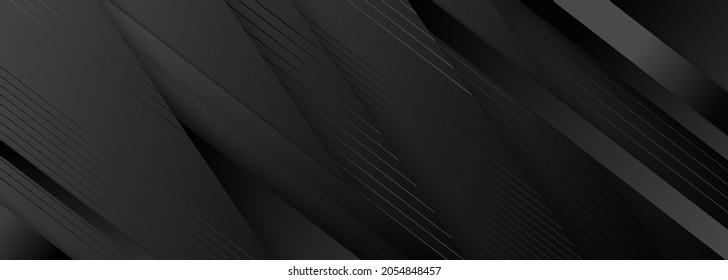 Luxury modern background, Abstract decoration, black pattern, halftone gradients, 3d Vector illustration. Grey waves, Cover template, geometric shapes, minimal banner.