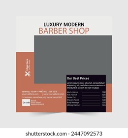 Luxury Modern Barber Shop Social Midea Post Template 
