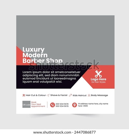 Luxury Modern Barber Shop Social Midea Post Template 