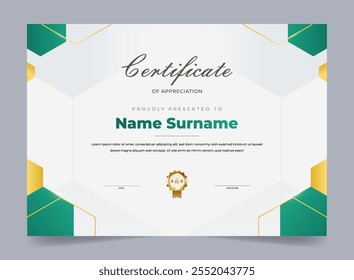 Plantilla de diseño de certificado moderno de lujo