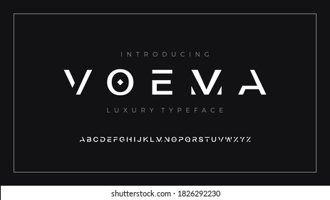 Luxury modern clean font, abstract geometric letter set voema typeface svg