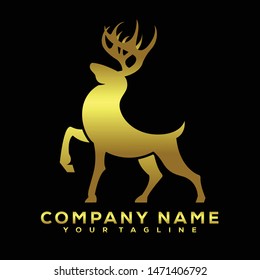 Luxury Modern Deer Logo Template Brand Icon Gold Vector