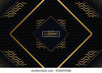 Luxury Modern Elegant Background Dark and Gold Glitter with Wavy and Horizontal Lines Combination