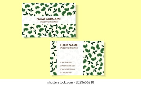 Luxury, Modern and Elegant Business Card Vector Design template of Floral Visiting Card with lovely flowers and leaves abstract art for florists, hotels, spas, beauty companies, wedding planners