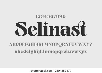 Luxury Modern Font Serif classic design font vector illustration of alphabets, letters and numerics.