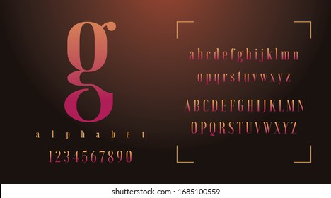 Luxury modern fonts and alphabet, expensive trendy minimal classic urban modern futuristic typeface typo typography and number, uppercase lowercase. Vector illustration.