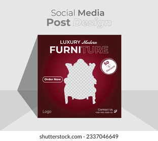 Luxury modern furniture social media web banner template design.