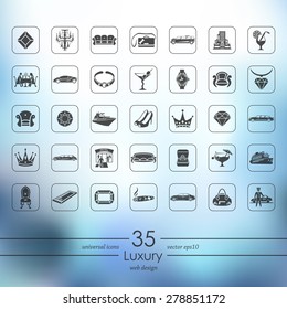 luxury modern icons for mobile interface on blurred background