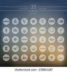 luxury modern icons for mobile interface on blurred background