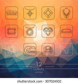 luxury modern icons for mobile interface on triangle background
