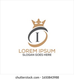 Luxury modern I letter crown logo design template vector eps