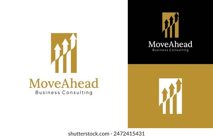 Luxury Modern Letter Initial M Arrow Up Logo Design Template for Finance Accounting Investment Business Consulting Firm or Real Estate Construction Development Property Company Vector Logo.