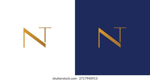 Luxuriöser und moderner Buchstabe NT Initialen Logo Design