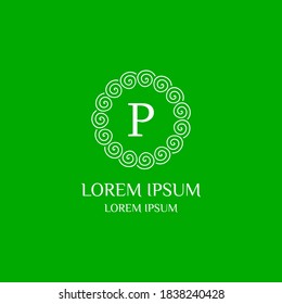 Luxury Modern Letter P Initial Logo Monogram with Medallion Circle Decorative Style