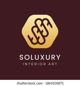 Luxury, modern, minimal, and abstract letter S logo with outline element vector