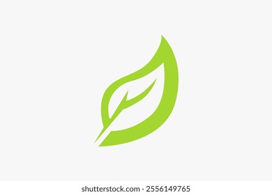 Luxury modern minimalist green leaf logo