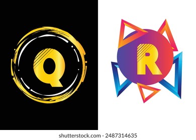 Luxury modern minimalist latter 
  q,r logo