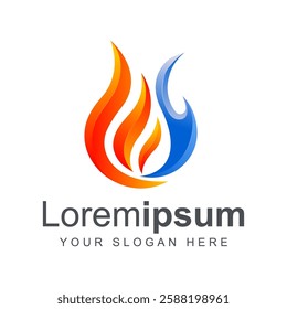 luxury and modern red and blue flame vector logo design template