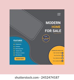 Luxury modern social media house sale template.Modern furniture sale and home interior banner for social media post.unique square template social media layouts or social media banner design.