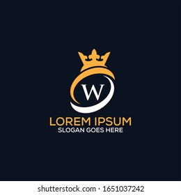 Luxury modern W letter crown logo design template vector eps