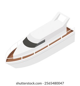 Luxury modern yacht boat isolated on white background. Vector