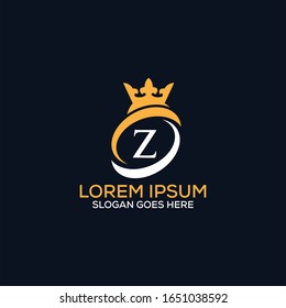 Luxury modern Z letter crown logo design template vector eps