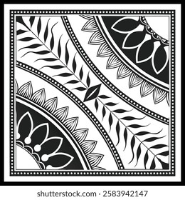 Luxury Monochrome Floral Pattern | Geometric Vector Tile for Fashion, Textile, Interior, Carpet and Art | Ornamental Digital Design with Classic Elegance and Decorative Aesthetic for Modern Spaces.