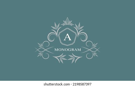 Luxury monogram brand. Universal modern logo concept with letter A and place for text.