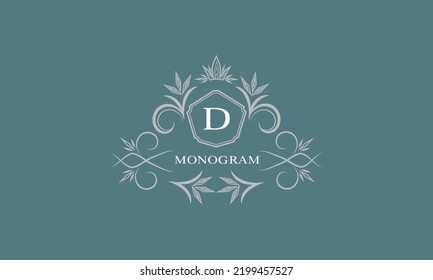 Luxury monogram brand. Universal modern logo concept with letter D and place for text.