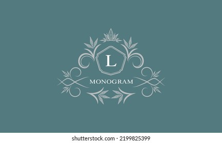 Luxury monogram brand. Universal modern logo concept with letter L and place for text.