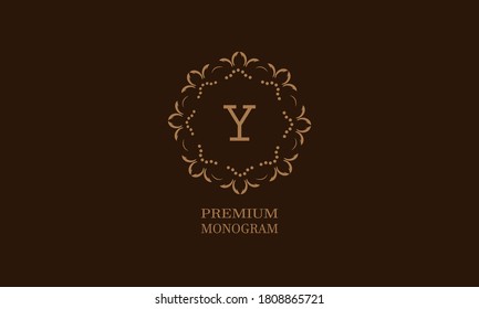 Luxury monogram design with the letter of the alphabet Y. Elegant logo of the emblem of a restaurant, hotel, business. Can be used for invitations, booklets, postcards.