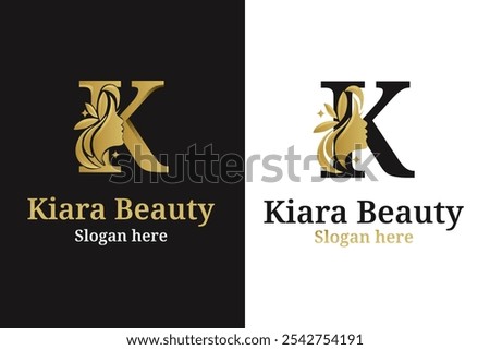 luxury monogram initial letter L silhouette of Face woman