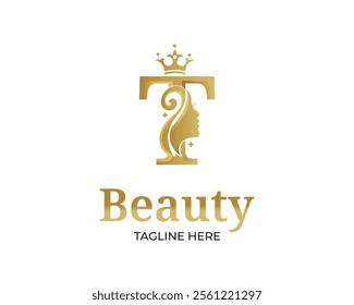  luxury monogram initial letter t silhouette of Face woman	 logo design template 