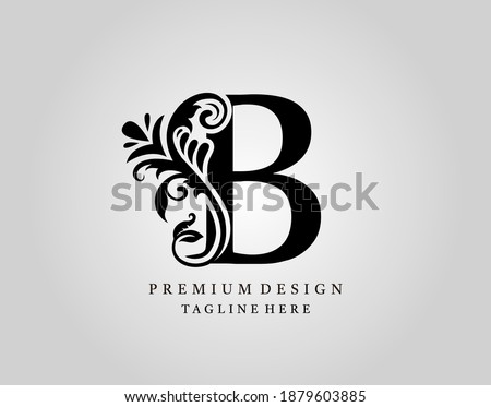 Luxury Monogram Letter B logo design, elegant floral ornate alphabet design vector.